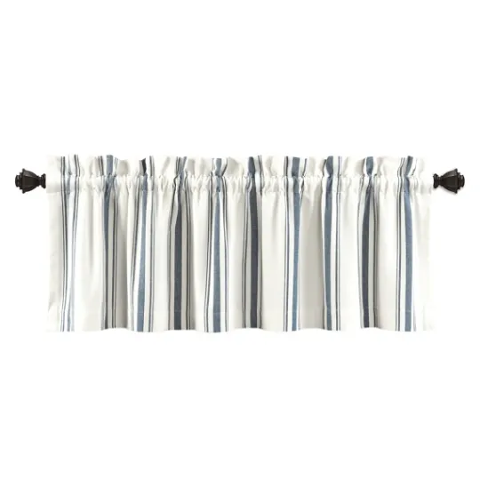 Kirkland's Home Navy And White Farmhouse Stripe Valance- Curtains & Drapes