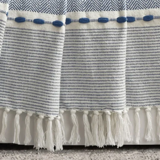 Kirkland's Home Navy And White Herringbone Stripe Throw- Blankets & Throws