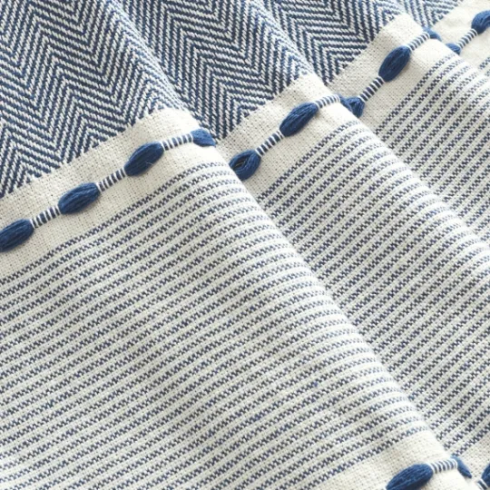 Kirkland's Home Navy And White Herringbone Stripe Throw- Blankets & Throws