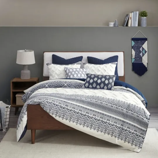 Kirkland's Home Navy And White 3-Pc. California King Duvet Set- Duvets