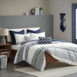 Kirkland's Home Navy And White 3-Pc. California King Duvet Set- Duvets