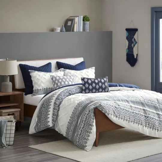Kirkland's Home Navy And White 3-Pc. California King Duvet Set- Duvets