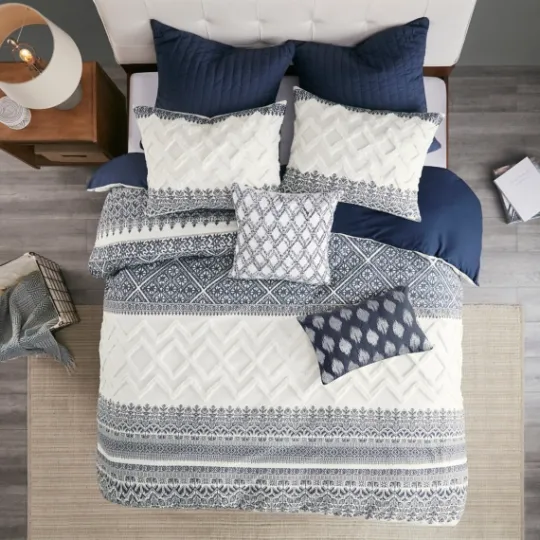 Kirkland's Home Navy And White 3-Pc. California King Duvet Set- Duvets