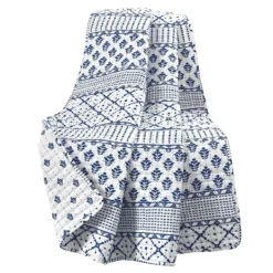 Kirkland's Home Navy And White Striped Geometric Reversible Throw- Blankets & Throws