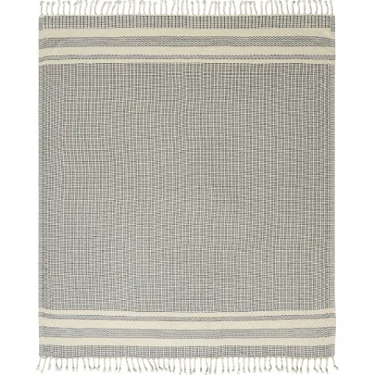 Kirkland's Home Navy And White Stripes Cotton Throw- Blankets & Throws