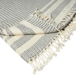 Kirkland's Home Navy And White Stripes Cotton Throw- Blankets & Throws