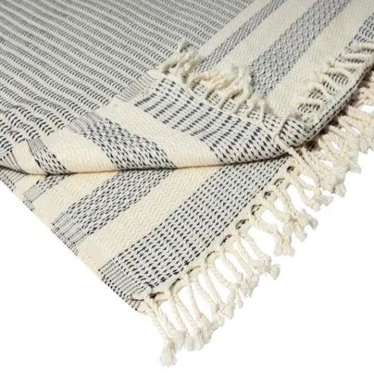 Kirkland's Home Navy And White Stripes Cotton Throw- Blankets & Throws