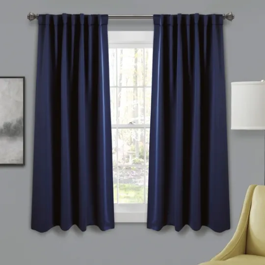 Kirkland's Home Navy Back Tab Blackout Curtain Panel Set, 63 In.- Curtains & Drapes