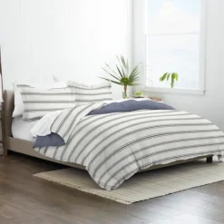 Kirkland's Home Navy Blue Echo Stripe 3-Pc. Queen Duvet Cover Set- Duvets
