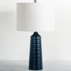 Kirkland's Home Navy Blue Piper Table Lamp- Table Lamps