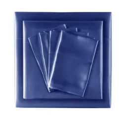 Kirkland's Home Navy Blue Satin 6-Pc. California King Sheet Set- Bed Sheets
