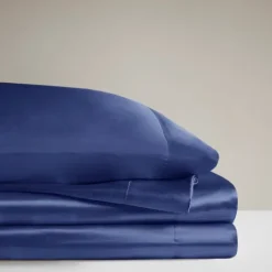 Kirkland's Home Navy Blue Satin 6-Pc. California King Sheet Set- Bed Sheets