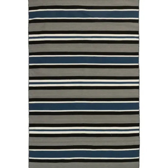 Kirkland's Home Navy Bold Stripe Indoor/Outdoor Area Rug, 5X7- Outdoor Rugs