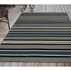 Kirkland's Home Navy Bold Stripe Indoor/Outdoor Area Rug, 5X7- Outdoor Rugs