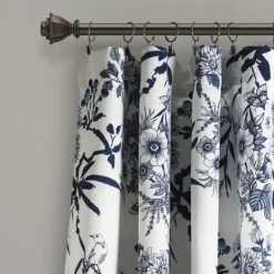 Kirkland's Home Navy Botanical Garden Curtain Panel Set, 95 In.- Curtains & Drapes