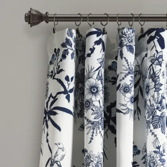 Kirkland's Home Navy Botanical Garden Curtain Panel Set, 95 In.- Curtains & Drapes