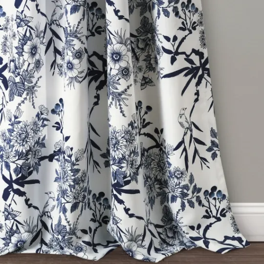 Kirkland's Home Navy Botanical Garden Curtain Panel Set, 95 In.- Curtains & Drapes