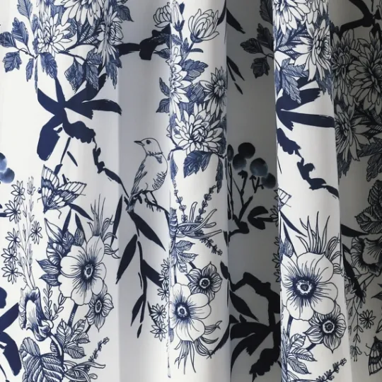 Kirkland's Home Navy Botanical Garden Curtain Panel Set, 95 In.- Curtains & Drapes