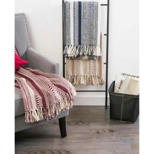 Kirkland's Home Navy Braided Stripe Throw- Blankets & Throws