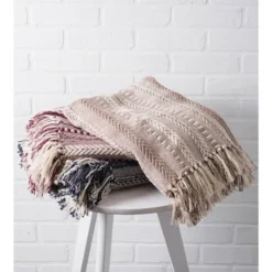 Kirkland's Home Navy Braided Stripe Throw- Blankets & Throws