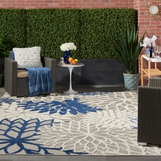 Kirkland's Home Navy Bright Floral Burst Outdoor Area Rug, 7X10- Outdoor Rugs