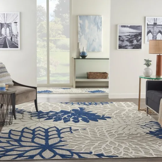 Kirkland's Home Navy Bright Floral Burst Outdoor Area Rug, 7X10- Outdoor Rugs