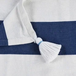 Kirkland's Home Navy Cabana Stripe Tassel Throw- Blankets & Throws