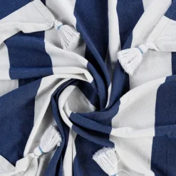 Kirkland's Home Navy Cabana Stripe Tassel Throw- Blankets & Throws