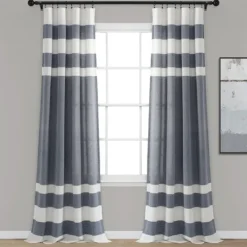 Kirkland's Home Navy Cape Cod Stripe Curtain Panel Set, 84 In.- Curtains & Drapes