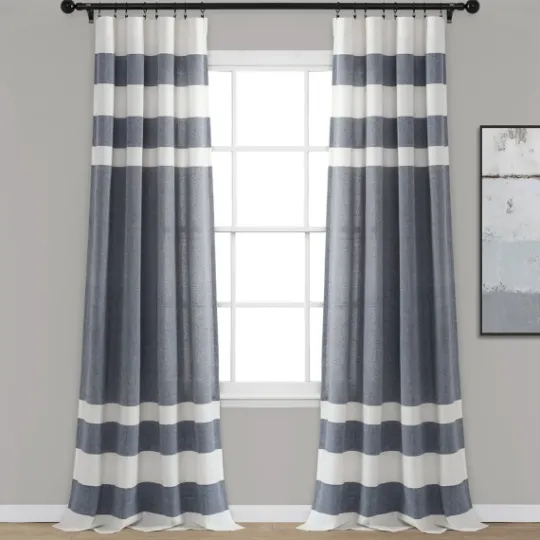 Kirkland's Home Navy Cape Cod Stripe Curtain Panel Set, 84 In.- Curtains & Drapes