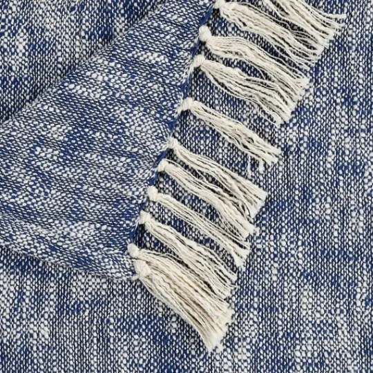 Kirkland's Home Navy Chambray Fringe Throw- Blankets & Throws
