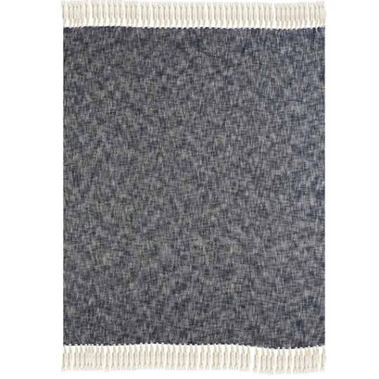 Kirkland's Home Navy Chambray Fringe Throw- Blankets & Throws