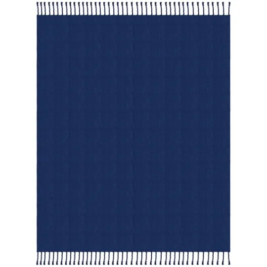 Kirkland's Home Navy Checkered Weave Fringe Throw- Blankets & Throws