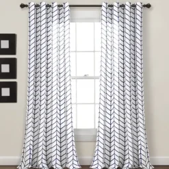 Kirkland's Home Navy Chevron 2-Pc. Panel Curtain Set, 84 In.- Curtains & Drapes