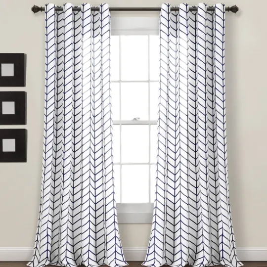 Kirkland's Home Navy Chevron 2-Pc. Panel Curtain Set, 84 In.- Curtains & Drapes