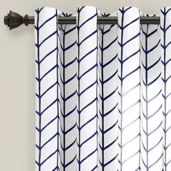 Kirkland's Home Navy Chevron 2-Pc. Panel Curtain Set, 84 In.- Curtains & Drapes