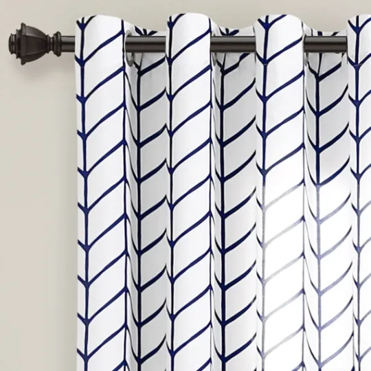Kirkland's Home Navy Chevron 2-Pc. Panel Curtain Set, 84 In.- Curtains & Drapes