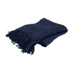 Kirkland's Home Navy Cotton Tassel Throw- Blankets & Throws