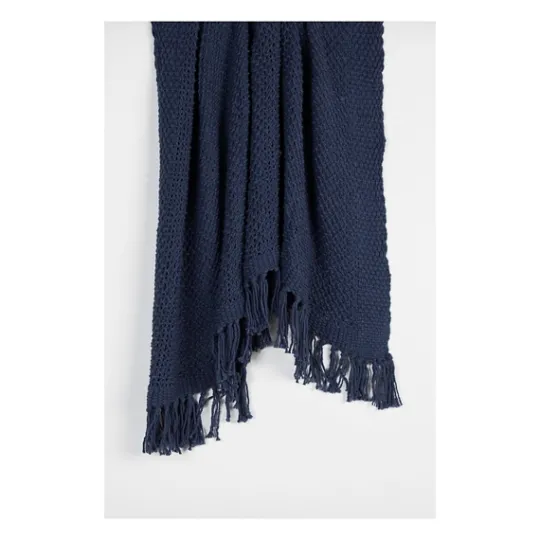Kirkland's Home Navy Cotton Tassel Throw- Blankets & Throws
