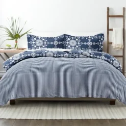 Kirkland's Home Navy Daisy Medallion King 3-Pc. Comforter Set- Comforters
