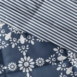 Kirkland's Home Navy Daisy Medallion King 3-Pc. Comforter Set- Comforters