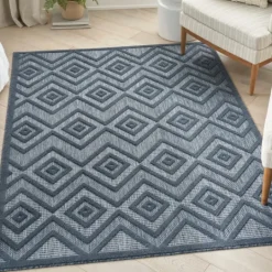 Kirkland's Home Navy Diamond Indoor/Outdoor Area Rug, 5X7- Outdoor Rugs
