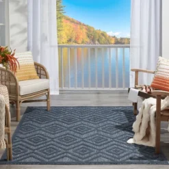 Kirkland's Home Navy Diamond Indoor/Outdoor Area Rug, 6X9- Outdoor Rugs