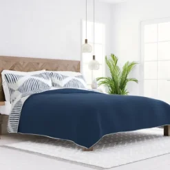Kirkland's Home Navy Diamond Line Reversible 2-Pc. Twin Quilt Set- Quilts