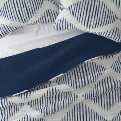 Kirkland's Home Navy Diamond Line Reversible 2-Pc. Twin Quilt Set- Quilts