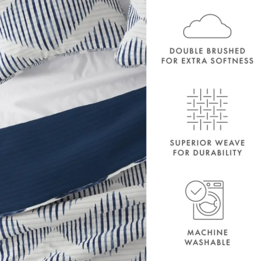 Kirkland's Home Navy Diamond Line Reversible 2-Pc. Twin Quilt Set- Quilts