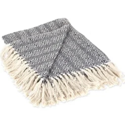 Kirkland's Home Navy Diamond Stitched Throw- Blankets & Throws