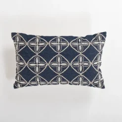 Kirkland's Home Navy Embroidered Medallion Lumbar Pillow- Pillows