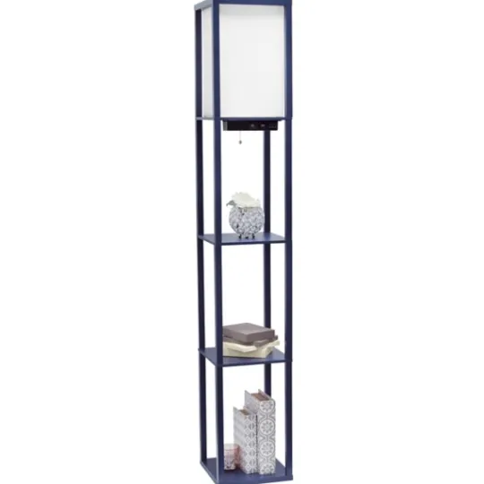 Kirkland's Home Navy Etagere Shelf Charging Floor Lamp- Floor Lamps