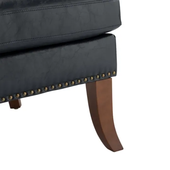 Kirkland's Home Navy Faux Leather Wingback Accent Chair- Accent Chairs